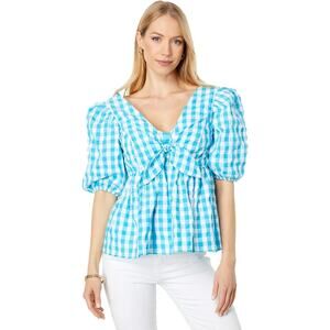 Lilly Pulitzer Sarafina Gingham Babydoll Y2K Boho Peasant Prairie Milkmaid Sz 0